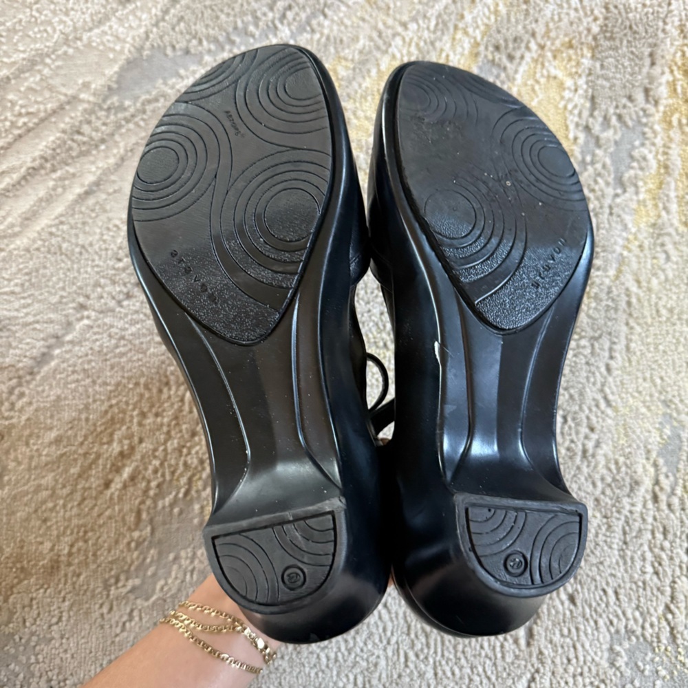 Aravon black Mary Jane Comfort Leather Heels comfort shoes t strap preppy 8.5 - Picture 6 of 12